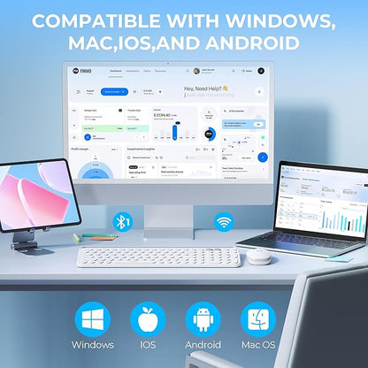 seenda Bluetooth Keyboard and Mouse for iPad, CTU-301 Wireless Multi-Device Connection Bluetooth+2.4G Keyboard Mouse Combo with Tablet Holder for iPad/MacBook/Windows, iOS/Android/Phone, White