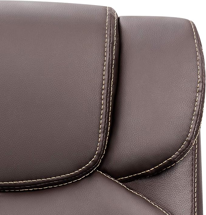 Furmax Mid Back Executive Office Chair Swivel Computer Task Chair with Armrests,Ergonomic Leather-Padded Desk Chair with Lumbar Support (Brown)