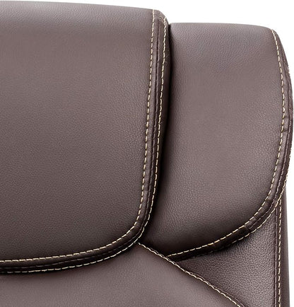 Furmax Mid Back Executive Office Chair Swivel Computer Task Chair with Armrests,Ergonomic Leather-Padded Desk Chair with Lumbar Support (Brown)