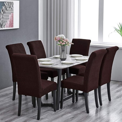 Stretch Chair Covers for Dining Room Set of 2, Removable Washable Dining Room Chair Covers, Dining Chair Slipcovers Seat Protector, Great for Home Decor and Banquet (Chocolate, 2 Pack)