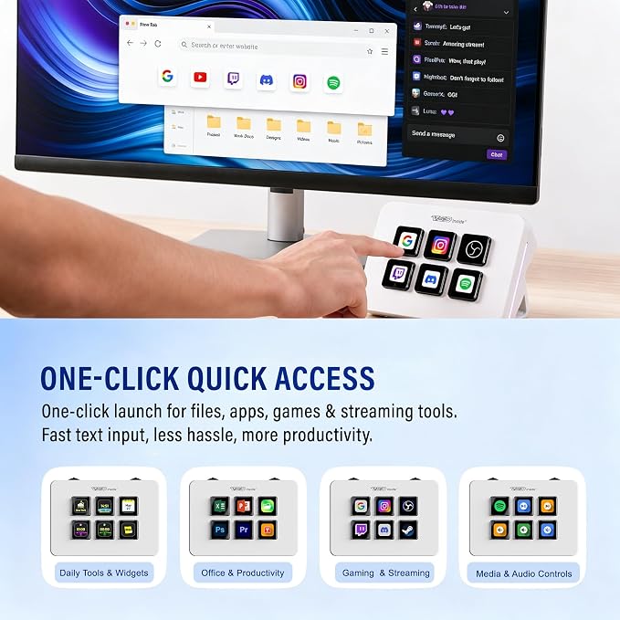 Mini Stream Controller Deck, Gaming Streaming Macro Pad Keypad, Shortcut Keyboard with 6 Programmable LCD Keys, Customizable Icons & RGB Light, USB Soundboard for Video Editing, OBS, PC, Mac