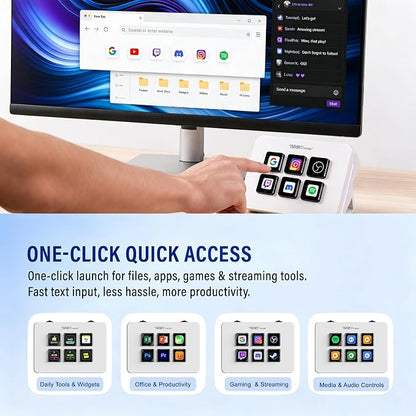 Mini Stream Controller Deck, Gaming Streaming Macro Pad Keypad, Shortcut Keyboard with 6 Programmable LCD Keys, Customizable Icons & RGB Light, USB Soundboard for Video Editing, OBS, PC, Mac