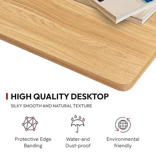 SANODESK Universal Tabletop 48"x24"x1" Thickness One-Piece Table Top Rectangular Particle Board for Standing Desk and Home Office Countertop DIY,Maple Desk Top