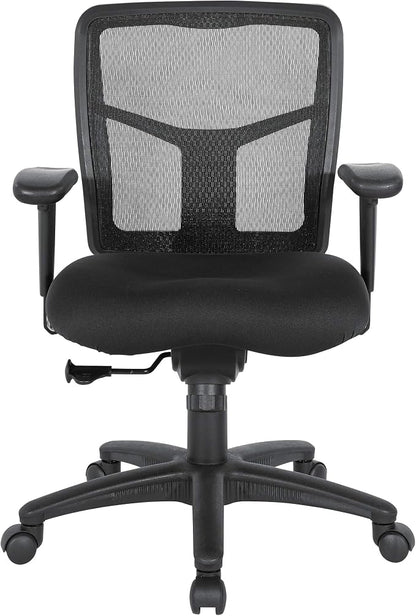 Office Star ProGrid Breathable Mesh Back Manager's Office Chair with Built-in Lumbar Support and Height Adjustable Padded Arms, Coal FreeFlex Fabric