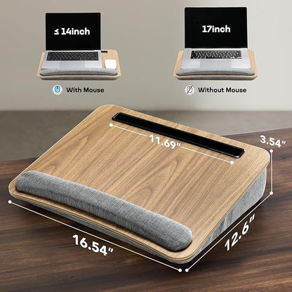 HUANUO Laptop Lap Desk - Portable Lap Desk with Pillow Cushion, Fits up to 15.6 inch Laptop, with Anti-Slip Strip & Storage Function for Home Office Students Use as Computer Laptop Stand, Book Tablet