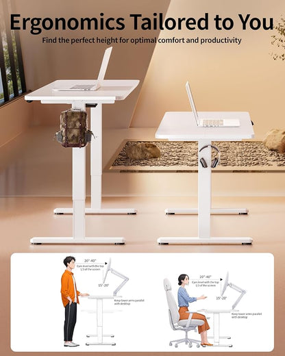 BIZUM Electric Standing Desk 60 x 24 Inch Computer Desk-Gaming Desk White Home Office Desks Height Adjustable Memory Stand Up Computer Workstation
