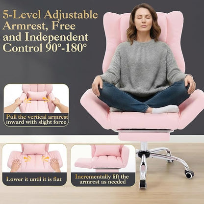 High Back Executive Office Chair with Footrest, Criss Cross Desk Chair | PU Leather, 155° Reclining, Lumbar Support, Criss Cross Style, with Pet Seat
