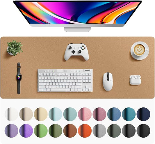 Aothia Faux Leather Desk Mat for Keyboard & Mouse (Khaki, 42" x 17") | Creates One Clean Surface For Your Keyboard, Mouse And Laptop, Helping Keep Your Workspace Organized Every Day