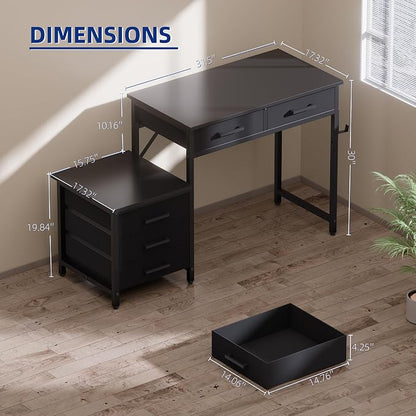 Pamray 47 inch Computer Desk with 5 Drawers and Printer Space for Office | Ample Storage, Space-saving, Easy Assembly, Sturdy, Suitable for Home Office, Study and Writing, Bedroom and Dorms