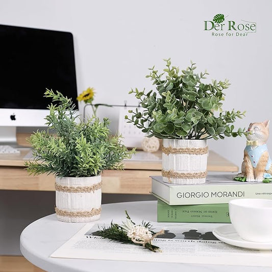 Der Rose 4 Pack Farmhouse Fake Plants Artificial Plants Indoor for Home Kitchen Office Desk Rustic Table Aesthetic Room Decor