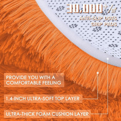 OLANLY 5x7 Machine Washable Large Area Rugs for Living Room, Bedroom, Soft Fluffy Shaggy Bedside Rug, Indoor Floor Carpet for Kids Girls and Boys, Dorms, Home Decor Aesthetic, Orange