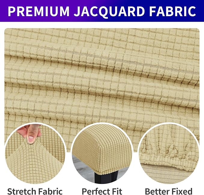 Stretch Chair Covers for Dining Room Set of 2, Removable Washable Dining Room Chair Covers, Dining Chair Slipcovers Seat Protector, Great Decoration for Home and Banquet (Champagne, 2 Pack)