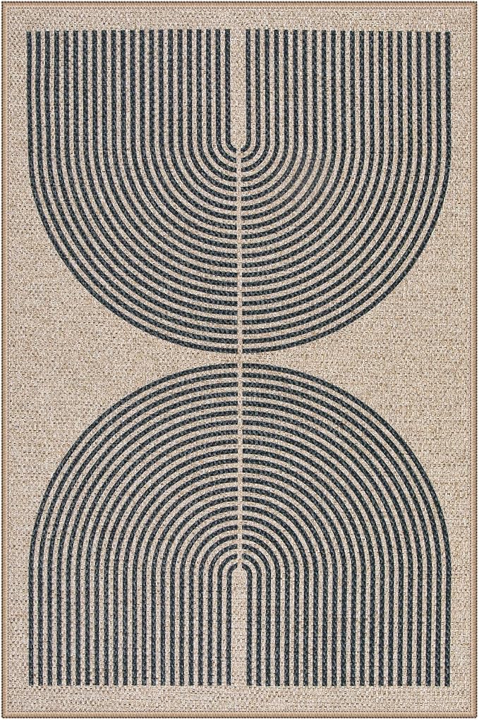 Lahome Enfys Rainbow Easy Jute Rug, 32"x48" Outdoor Mat Non Slip Door Mat Indoor Entrance, Farmhouse Neutral Lightweight Non Shedding Low Pile Throw Rug for Kitchen Entry Foyer