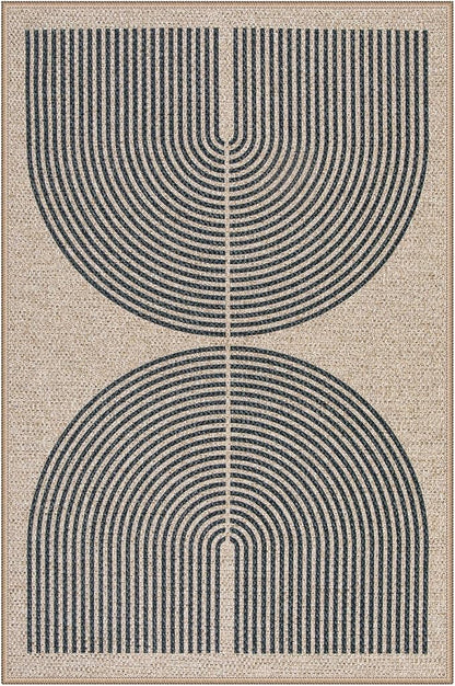 Lahome Enfys Rainbow Easy Jute Rug, 32"x48" Outdoor Mat Non Slip Door Mat Indoor Entrance, Farmhouse Neutral Lightweight Non Shedding Low Pile Throw Rug for Kitchen Entry Foyer