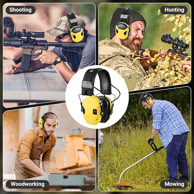 Electronic Shooting Ear Protection w/Gel Pads, 23dB NRR Active Noise Reduction & 3X Amplification Headset for Shooters