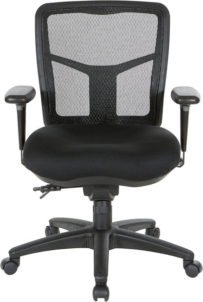 Office Star ProGrid Breathable Mesh Manager's Office Chair with Adjustable Seat Height, Multi-Function Tilt Control and Seat Slider, Mid Back, Coal FreeFlex Fabric