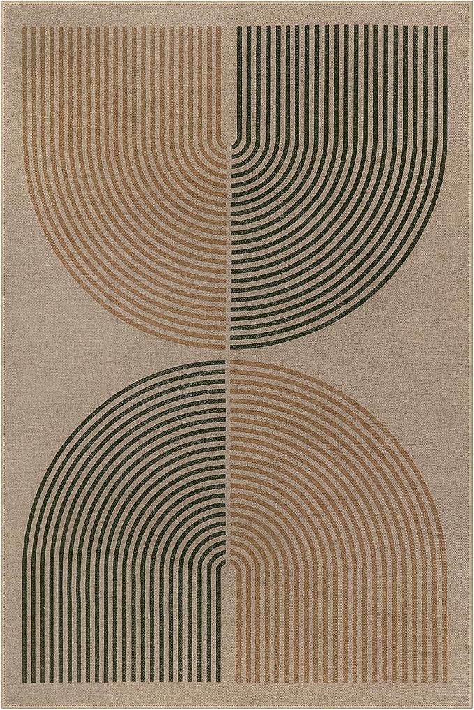 Lahome Enfys Modern Rainbow Easy Jute Rug, 4x6 Washable Rugs for Entryway Office Farmhouse Kitchen Mats for Floor, Contemporary Non Slip Floor Carpet for Backyard Sunroom Living Room Bedroom