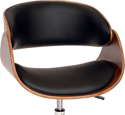 Armen Living Julian Office Chair in Black Faux Leather and Chrome Finish