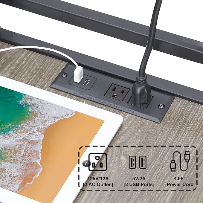 Lauren&Harold Large Printer Stand with Storage, Printer Cabinet with Paper Shredder Stand & PC Tower Stand with Wheels, Printer Table with Socket and USB Charging Port for Home Office