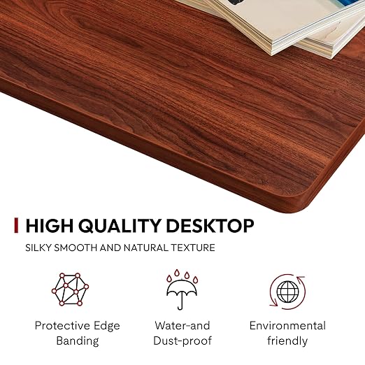 SANODESK Universal Tabletop 55"x28"x1" Thickness One-Piece Table Top Rectangular Particle Board for Standing Desk and Home Office Countertop DIY,Mahogany Desk Top