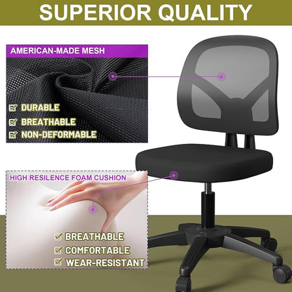 Small Without Arms Swivel Office Computer Desk Task Chair with Adjustable Height Lumbar Support for Conference Meeting Room