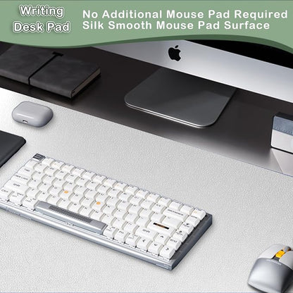 Boutilon Leather Desk Pad Protector,Non-Slip Mouse Pad,Laptop Desk Pad,Office Mouse Mat,Waterproof Leather Desk Blotter,Desk Writing Pad for Office and Home (S-Silver,24"x 14")