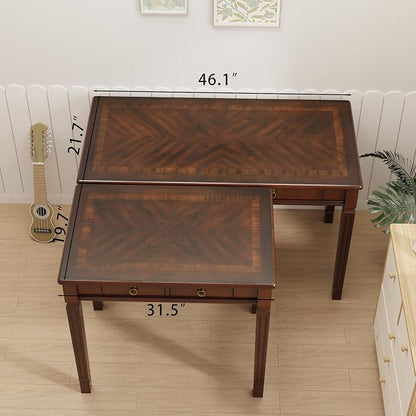 Solid Wood Writing Desk, Home Office Desks with 2 Storage Drawers, 46.1" Mid-Century Modern Walnut Tables, Secretary Desk for Home Office, Easy Assembly Vanity Desk, Study Table Station BSZD1258