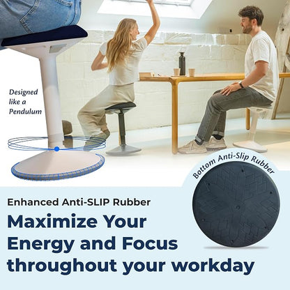 Standing Desk Stool Chair, Height Adjustable Stool 21-31 inch for Office and Classroom, Swivel seat, Anti-Slip Bottom Ergonomic Wobble Stool with Rocking Motion, Blue