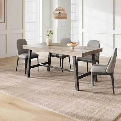 GarveeHome Industrial Dining Table for 4-6 People, 63" Long Large Kitchen Table with Sturdy Metal Frame, Rectangular Counter for Dinner, Kitchen, Dining Room (Grey, 63" Non-extendable)