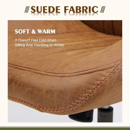 CAODOC High Back Office Chair,Modern Swivel Office Chair,Brown Suede Fabric Gaming Chair,Height Adjustable Home Office Desk Chair with Lumbar Support