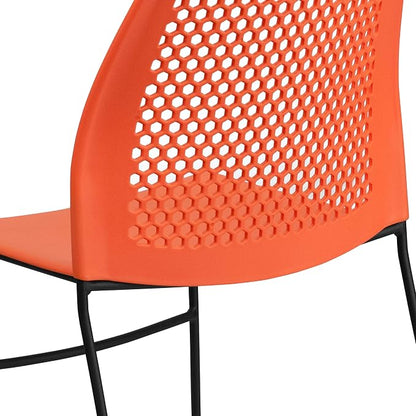 Flash Furniture Hercules Series Contoured Lobby Chairs with Air-Vent Honeycomb Backs, Ergonomic Stacking Chairs for Offices, Set of 5, Orange
