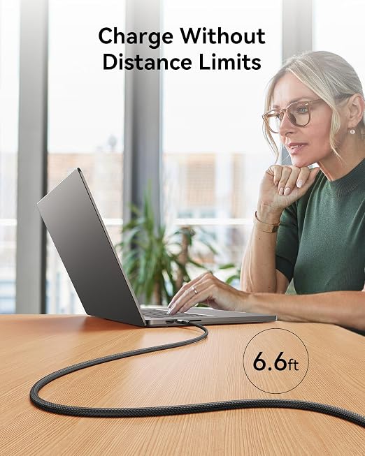 INIU USB C to USB C Cable, 240W Fast Charging Type C Charger Cord, Braided USBC Phone Charger Cable for iPhone 17 16 Pro Max Samsung S26 S25 Laptops MacBook Air 15 M3 iPad Switch [6.6ft+6.6ft Black]