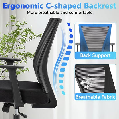 CLATINA Home Office Chair Ergonomic Desk Chair Mesh Computer Chairs with Armrests Executive Rolling Wheels Swivel Heavy Duty Chairs Office, Home, Black 8 Pack