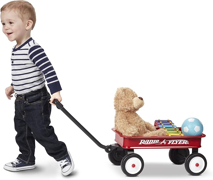 Radio Flyer Mini Classic Red Wagon for Kids, 16.5" Toy Wagon For Kids Aged 1.5+, Play-Size Version of the Classic, Durable Rolling Wheels & Steel Body, Working Handle, For Toys, Crafts & Gift Displays