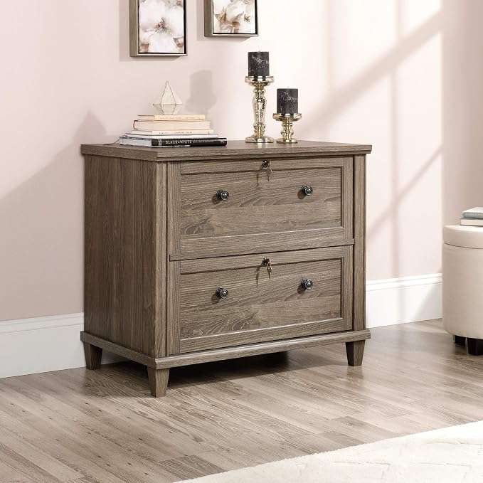 Sauder Hammond 2 Drawer Lateral File Cabinet for Home Office, Filing Cabinet with Lock, in Emery Oak