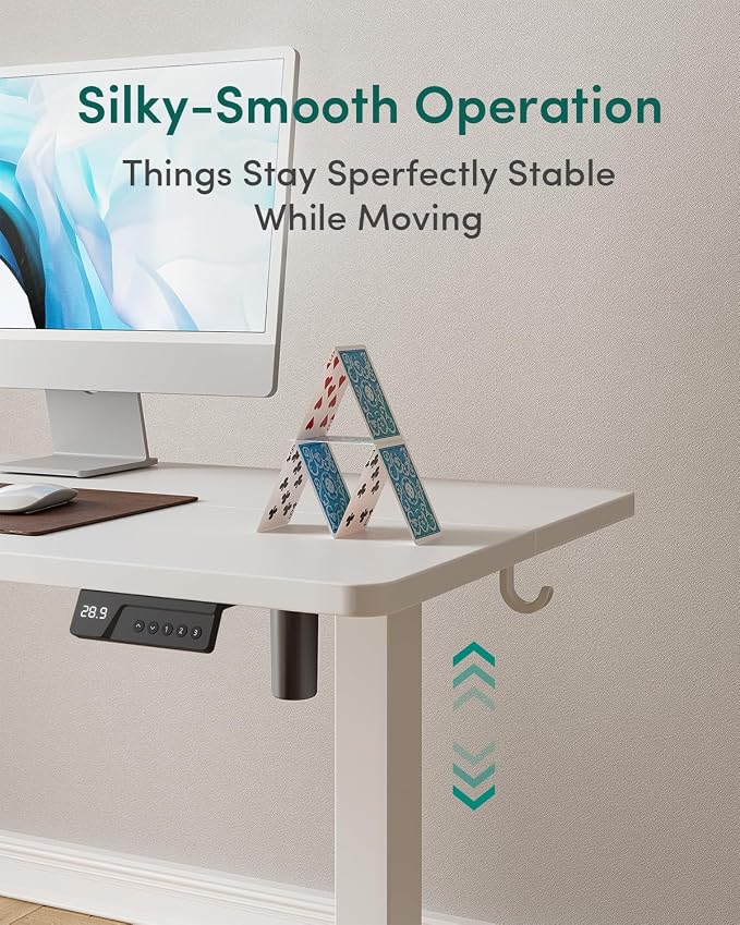 CubiCubi 55 x 28 Large Standing Desk, Height Adjustable Electric Computer Desk, 28" Deep Desktop, Sit Stand up Home Office Workstations with Preset Heights, White