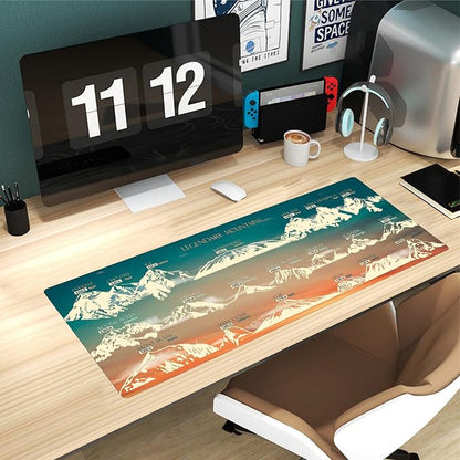 Mountain Desk Mat - XL Mouse Pad with Legendary Mountains Design - Extended Large Desk Mat for Keyboard and Mouse - Non-Slip Nature-Themed Workstation Pad