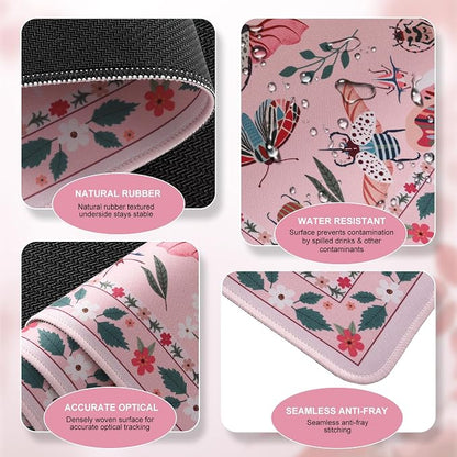 iCasso Large Mouse pad for Desk, Computer Desk Mat, 3Pcs XXL Keyboard and Mouse Pad + Keyboard Wrist Rest, Desk Matt for Desktop, Easy Typing Pain Relief Ultra Thick Mousepad Keyboard Mat(Pink)
