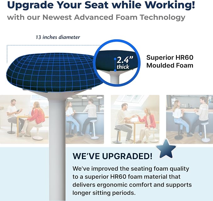 Standing Desk Stool Chair, Height Adjustable Stool 21-31 inch for Office and Classroom, Swivel seat, Anti-Slip Bottom Ergonomic Wobble Stool with Rocking Motion, Blue