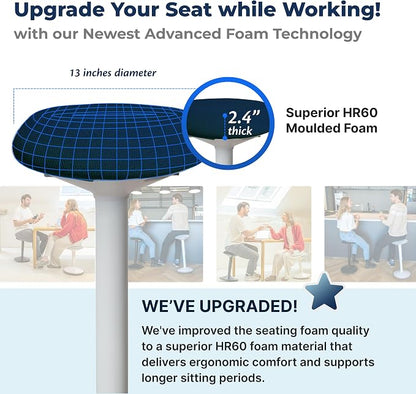 Standing Desk Stool Chair, Height Adjustable Stool 21-31 inch for Office and Classroom, Swivel seat, Anti-Slip Bottom Ergonomic Wobble Stool with Rocking Motion, Blue