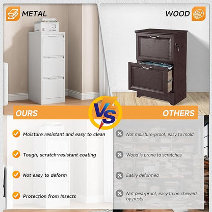 Bestoo 3 Drawer File Cabinet with Lock, Filing Cabinets, Metal Vertical Filing Cabinets for Home Office, File Storage Cabinet for Letter/Legal/A4/F4 Size File, Easy Assembly
