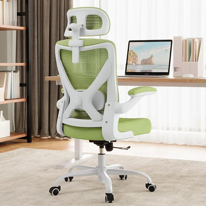 Ergonomic Office Chair - Mesh Desk Chair with Adjustable Lumbar Support High Back Computer Gaming Chairs - Big and Tall Office Chairs Adults, Comfortable for Long Hours, Green