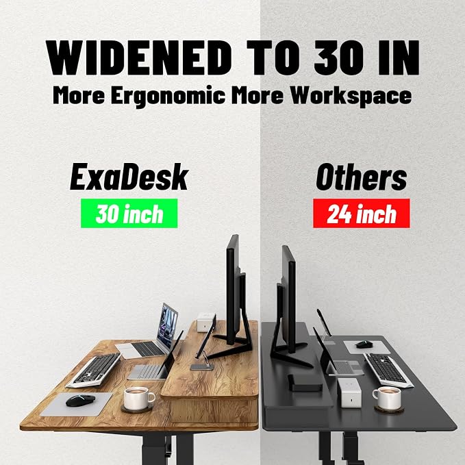 48 * 30 Inches Electric Standing Widened Desk Adjustable Height with 4 Drawers, Double Storage Shelves Stand Up Desk, Home Office Workstation Sit Stand up Desk (Light Rustic Brown)