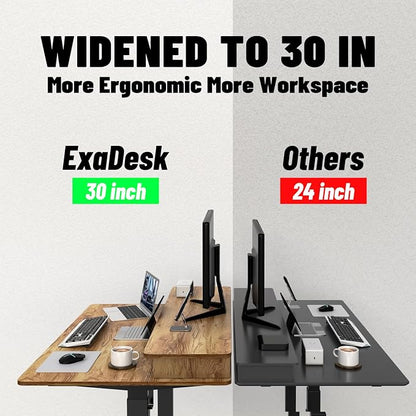 48 * 30 Inches Electric Standing Widened Desk Adjustable Height with 4 Drawers, Double Storage Shelves Stand Up Desk, Home Office Workstation Sit Stand up Desk (Light Rustic Brown)