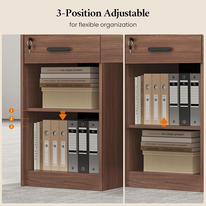 Reception Desk with Counter, Front Desk with 3 Drawers and Storage Cabinet, 47 inch Modern Retail Counter with Cable Grommet for Checkout, Barber, Beauty Salon, Home Office