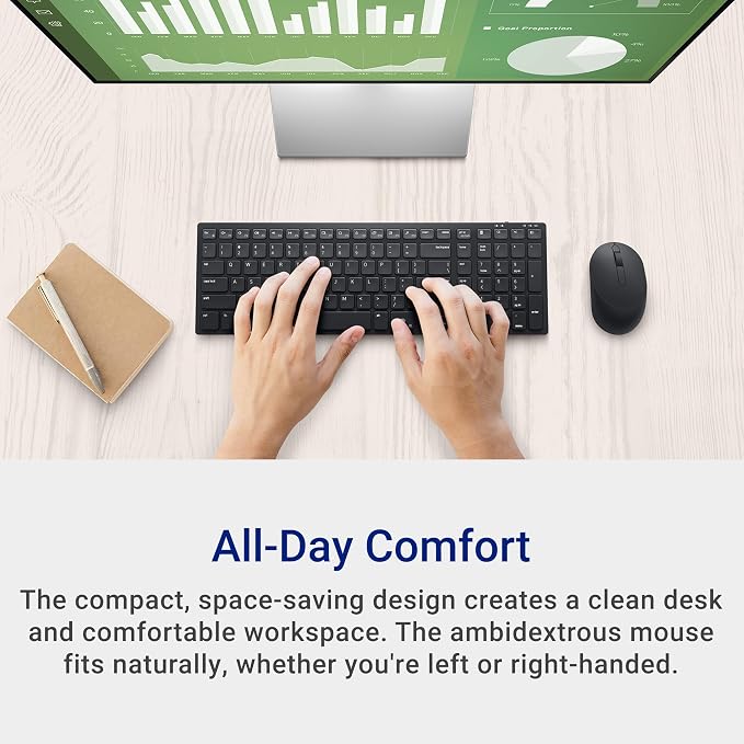 Dell KM555 Pro Compact Silent Keyboard and Mouse, Black