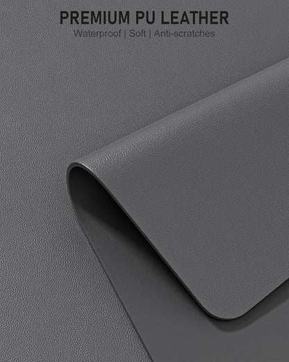 Desk Pad, 35.5" x 17" PU Leather Non-Slip Desk Mat Large Mouse Pad for Desktop, Waterproof Laptop Computer Writing Mat for Office, Home, Work, Gaming, Space Gray