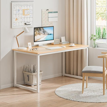 ZenStyle Computer Desk 47" Large Office Desk Computer Table Laptop PC Simple Study Writing Desk for Home Office, Light Brown