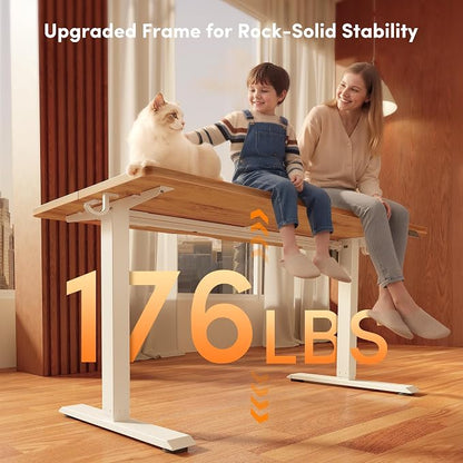FEZIBO Standing Desk, 55 × 24 Inches Electric Height Adjustable, Sit and Stand Up, Computer Office Desk with Splice Board, Light Rustic