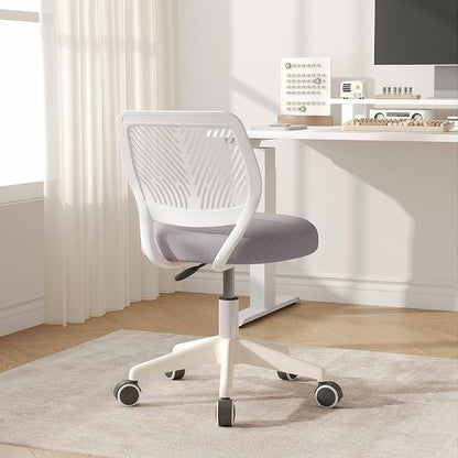 Small Desk Chair Armless Task Chair with Soft Padded Cushion Height Adjustable Swivel Rolling Comfortable Study Computer Chair for Kids Girls Boys Teens